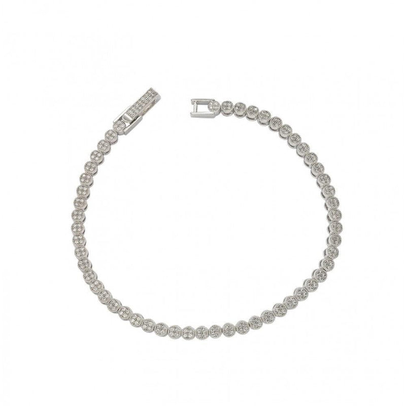 Silver 925 Rhodium Plated 3mm Multiple Clear Micro Pave Tennis CZ Bracelet - GMB00003 | Silver Palace Inc.