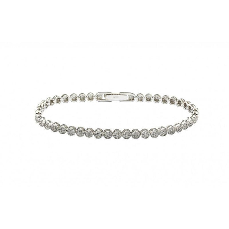 Silver 925 Rhodium Plated 4mm Multiple Circle Clear Tennis Micro Pave CZ Bracelet - GMB00007 | Silver Palace Inc.