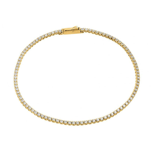 Silver 925 Gold Plated Multiple 1.7mm Circle Clear Tennis Micro Pave CZ Bracelet - GMB00009GP | Silver Palace Inc.