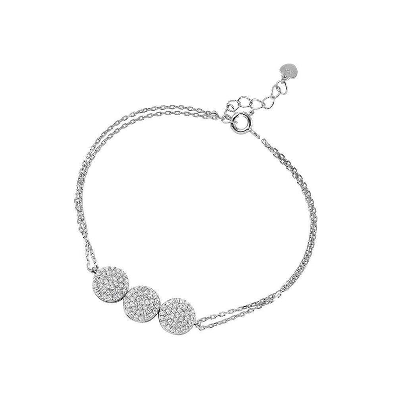 Silver 925 Rhodium Plated 3 Circle Design Bracelet Encrusted with CZ Stones - GMB00028RH | Silver Palace Inc.