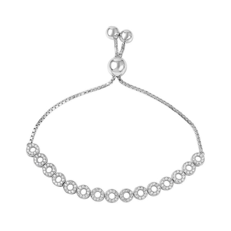Silver 925 Rhodium Plated Bubble Bracelet with Bead Lariat Lock - GMB00035 | Silver Palace Inc.