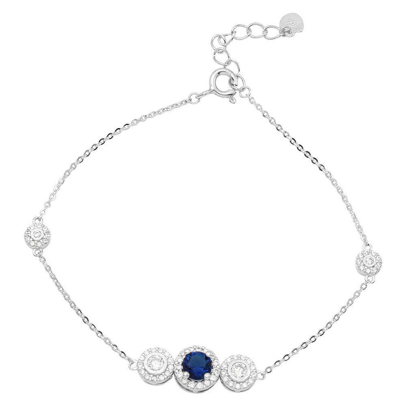 Silver 925 Rhodium Plated Multiple CZ Disc Bracelet - GMB00046 | Silver Palace Inc.