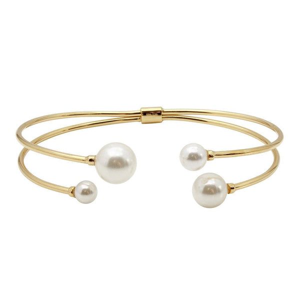 Silver 925 Gold Plated Water Pearl Bangle Bracelet - GMB00049GP | Silver Palace Inc.