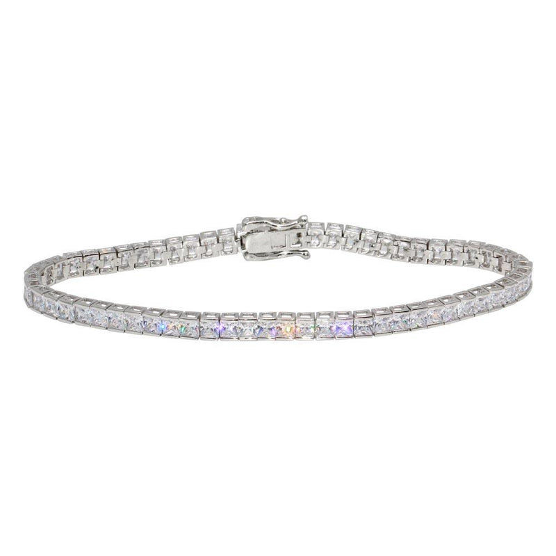 Silver 925 Rhodium Plated Clear CZ Tennis Bracelet - GMB00059 | Silver Palace Inc.