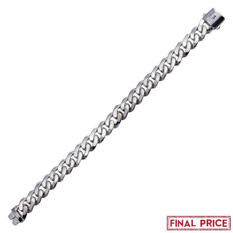 Rhodium Plated 925 Sterling Silver Miami Cuban Link Bracelet 11.2mm - GMB00083 | Silver Palace Inc.