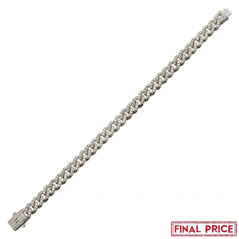 Rhodium Plated 925 Sterling Silver CZ Encrusted Miami Cuban Link Bracelet 9.5mm - GMB00084 | Silver Palace Inc.