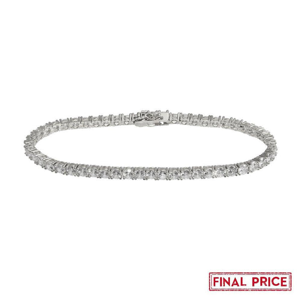 Rhodium Plated 925 Sterling Silver Round CZ Tennis Bracelet 4mm - GMB00086 | Silver Palace Inc.