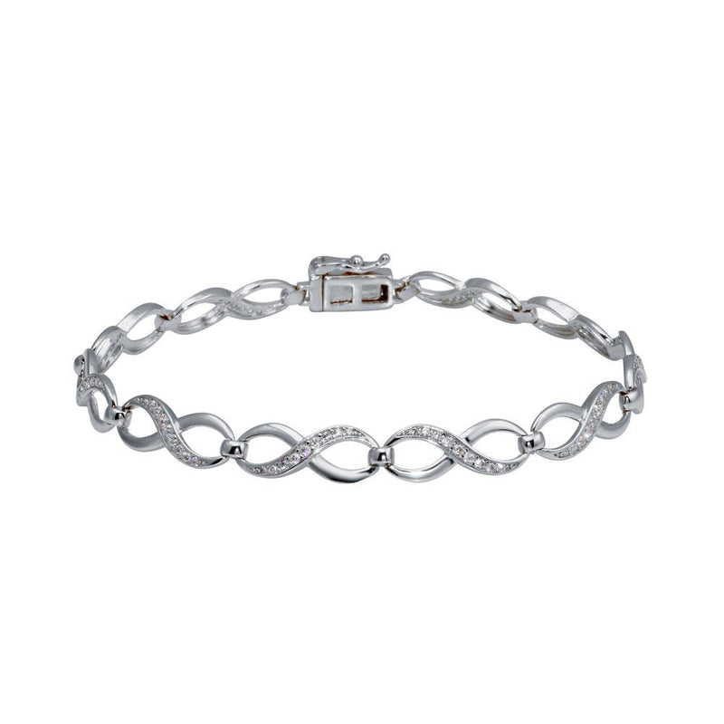 Rhodium Plated 925 Sterling Silver CZ Infinity Link Bracelet - GMB00104 | Silver Palace Inc.