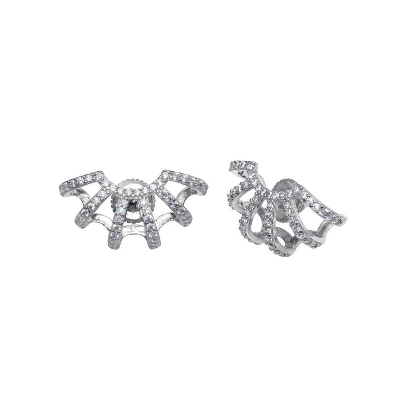 Rhodium Plated 925 Sterling Silver Web CZ Earrings - GME00000RH | Silver Palace Inc.
