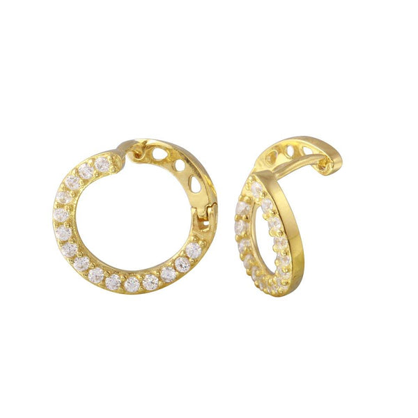 Silver 925 Gold Plated CZ Twisted Hoop Earrings - GME00019 | Silver Palace Inc.