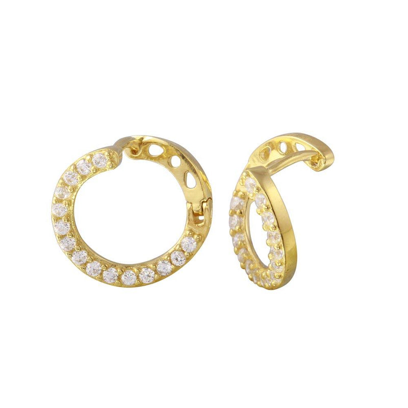 Silver 925 Gold Plated CZ Twisted Hoop Earrings - GME00019 | Silver Palace Inc.