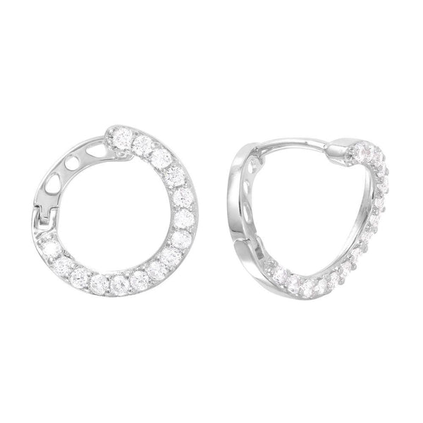 Silver 925 Rhodium Plated CZ Twisted Hoop Earrings - GME00019 | Silver Palace Inc.