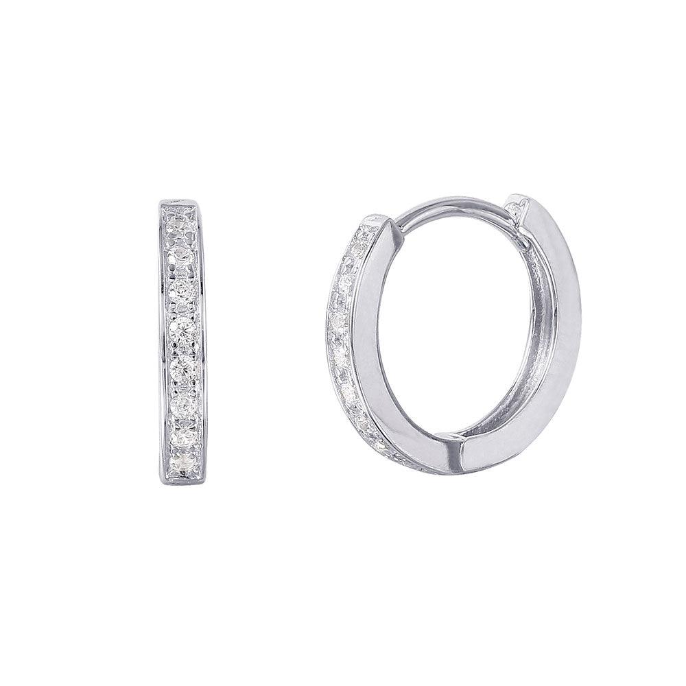 Rhodium Plated CZ Hoop Earrings