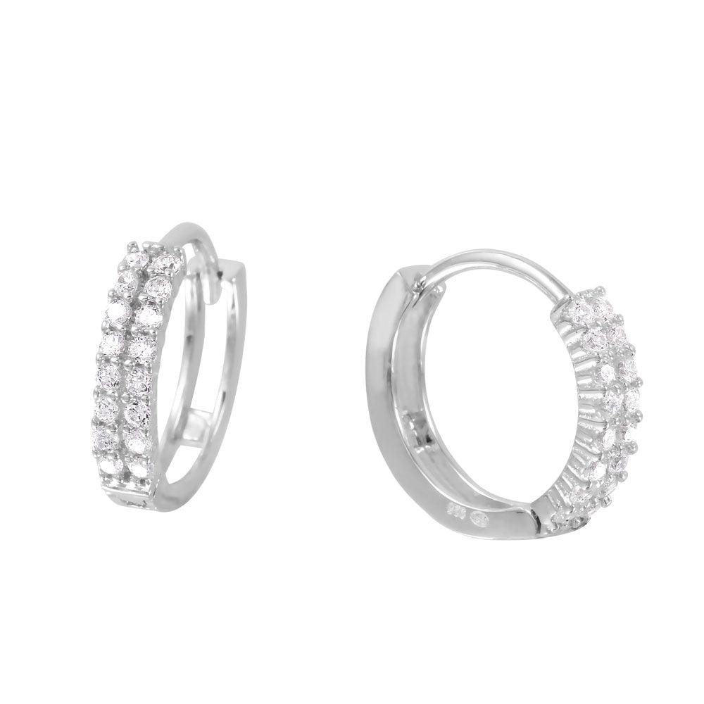 9ct Gold CZ Hinged Screw Huggie Earrings - 17mm
