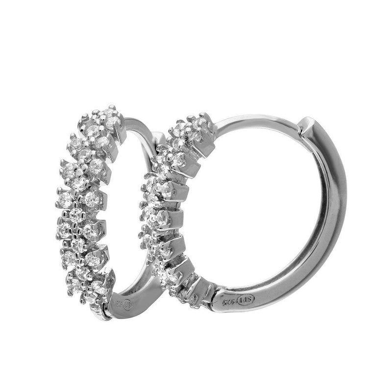 Silver 925 Rhodium Plated CZ Hoop Earrings - GME00062 | Silver Palace Inc.