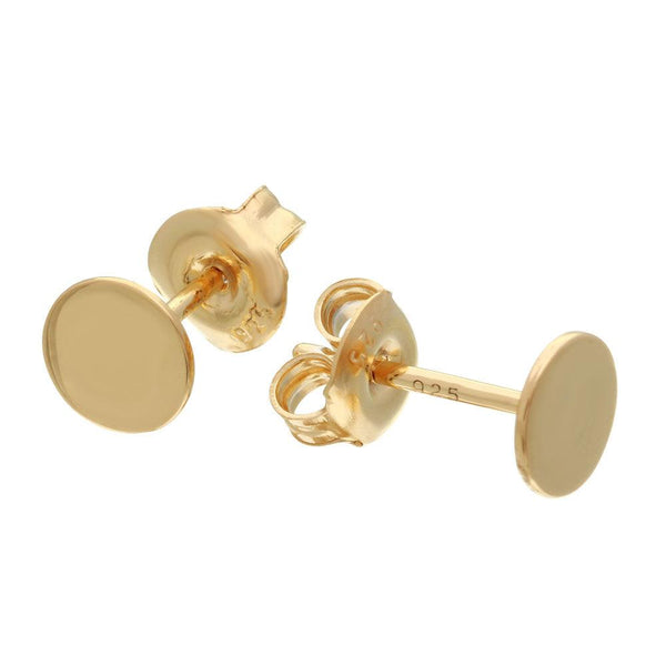 Silver 925 Gold Plated Disc Stud Earrings - GME00077GP | Silver Palace Inc.