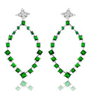 Silver 925 Rhodium Plated Dangling Teardrop Earrings with CZ - GME00102RH-GREEN | Silver Palace Inc.
