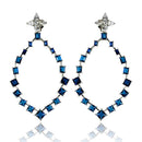 Silver 925 Rhodium Plated Dangling Teardrop Earrings with CZ - GME00102RH-BLU | Silver Palace Inc.