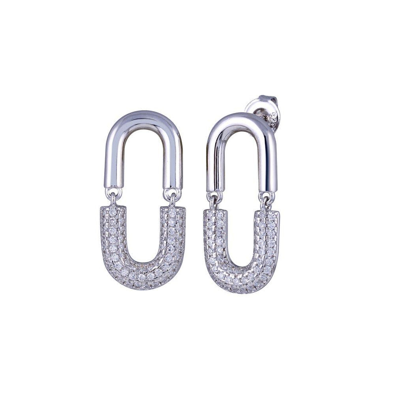 Rhodium Plated 925 Sterling Silver Dangling Movable Link  Earrings - GME00119 | Silver Palace Inc.