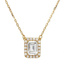 Silver 925 Gold Plated Square Halo CZ Pendant with Adjustable Chain - GMN00023GP | Silver Palace Inc.