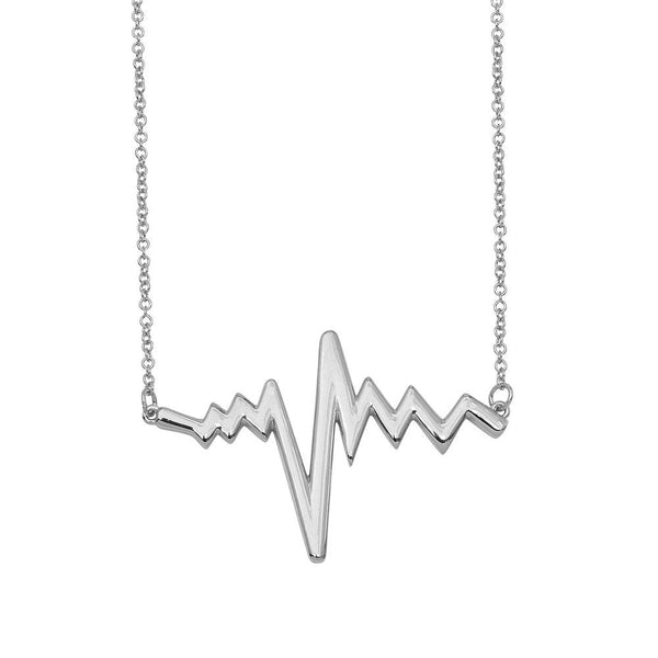 Silver 925 Rhodium Plated Heartbeat Necklace - GMN00026 | Silver Palace Inc.