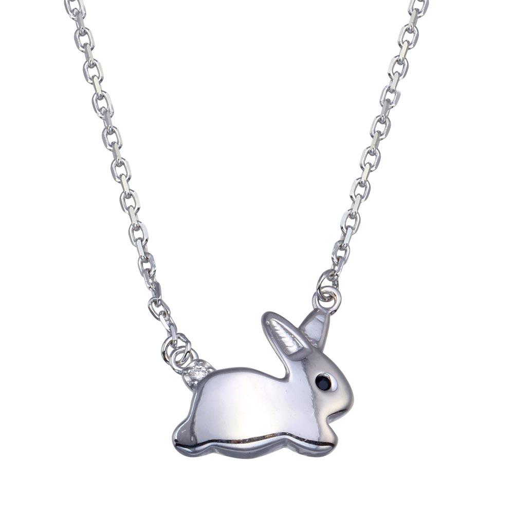 Silver Patchwork Lop Bunny Necklace | Mysterious