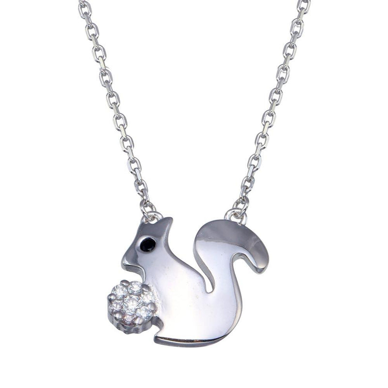 Silver 925 Rhodium Plated Squirrel Necklace - GMN00083 | Silver Palace Inc.