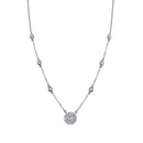 Rhodium Plated 925 Sterling Silver CZ Disc Flower Necklace - GMN00097 | Silver Palace Inc.