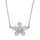 Silver 925 Rhodium Plated CZ Flower Necklace - GMN00098 | Silver Palace Inc.