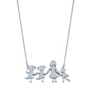 Rhodium Plated 925 Sterling Silver CZ Mother Two Daughters and Son Clear CZ Necklace - GMN00113 | Silver Palace Inc.