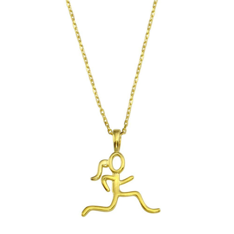 Silver 925 Gold Plated Runner Necklace - GMN00186GP | Silver Palace Inc.