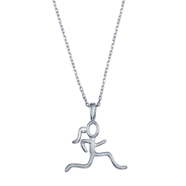 Rhodium Plated 925 Sterling Silver Runner Necklace - GMN00186RH | Silver Palace Inc.