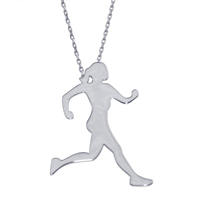 Rhodium Plated 925 Sterling Silver Runner Necklace - GMN00187RH | Silver Palace Inc.