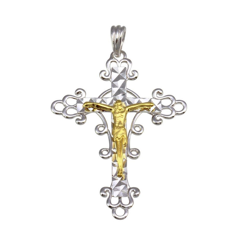 Silver 925 2 Toned Plated DC Cross Pendant - GMP00031RG | Silver Palace Inc.