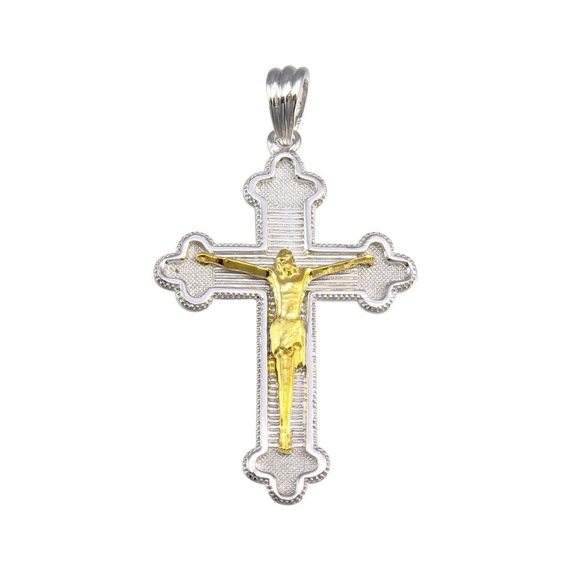 Silver 925 2 Toned Plated Cross Pendant - GMP00044RG | Silver Palace Inc.