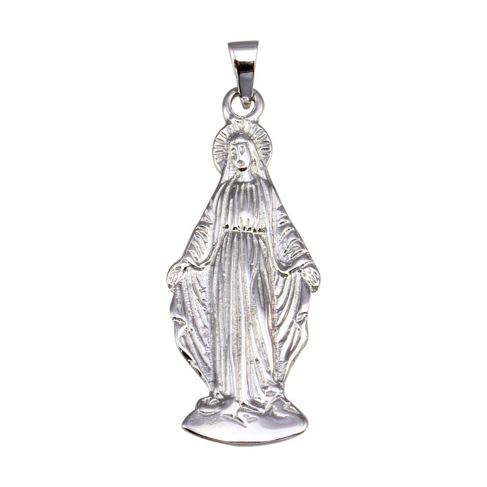 Silver 925 Rhodium Plated Miraculous Mary Pendant - GMP00066 | Silver Palace Inc.