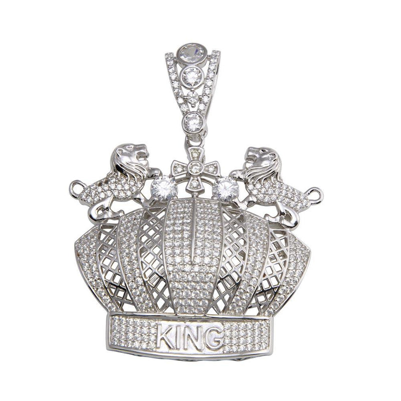 Silver 925 Crown King CZ Pendant - GMP00072 | Silver Palace Inc.