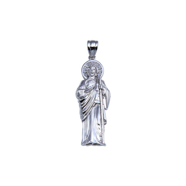 Rhodium Plated 925 Sterling Silver St Jude Pendant 42mm - GMP00080 | Silver Palace Inc.