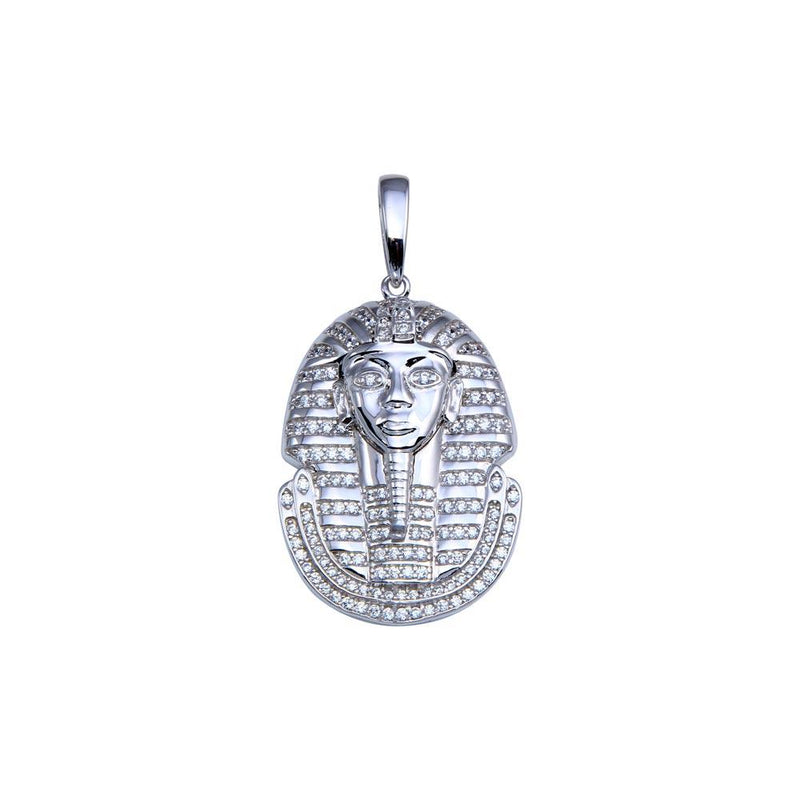 Rhodium Plated 925 Sterling Silver CZ Egyptian Pharaoh Pendant - GMP00095 | Silver Palace Inc.