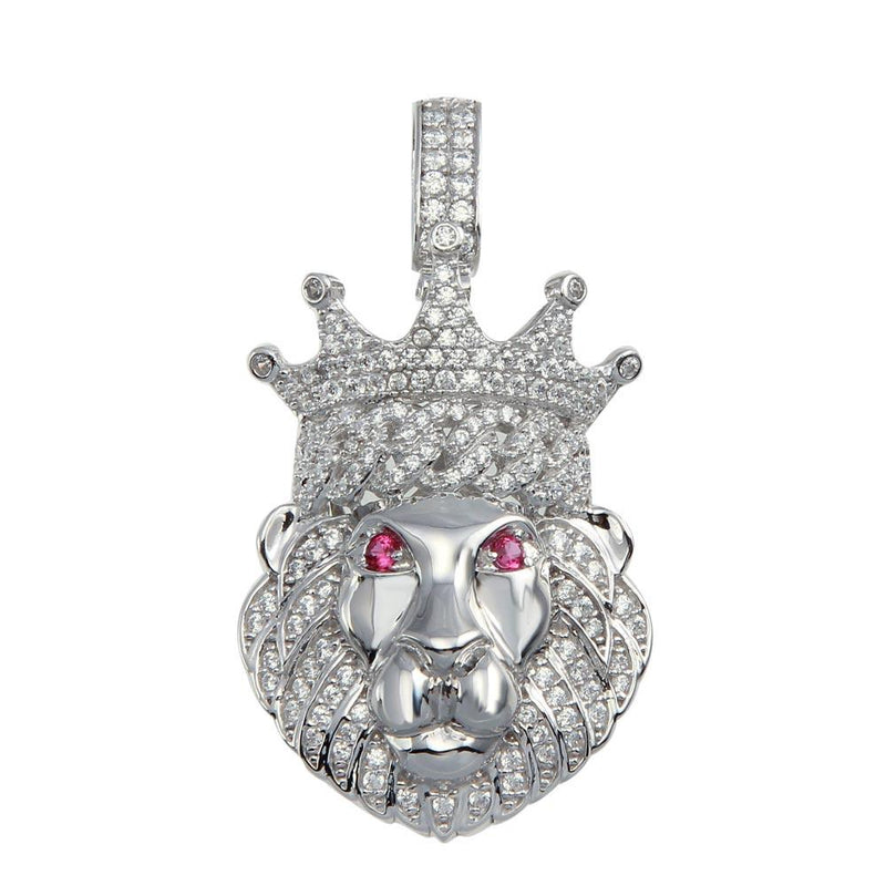 Silver 925 Crown Lion CZ Pendant - GMP00076 | Silver Palace Inc.