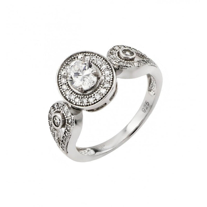 Silver 925 Rhodium Plated Clear Micro Pave Set Round CZ Ring - GMR00002 | Silver Palace Inc.