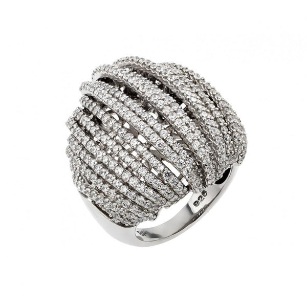 Silver 925 Rhodium Plated Micro Pave CZ Ring - GMR00018 | Silver Palace Inc.
