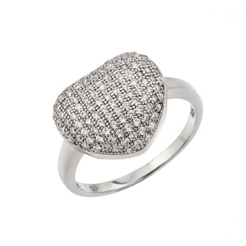 Silver 925 Rhodium Plated Micro Pave Set CZ Heart Ring - GMR00019 | Silver Palace Inc.