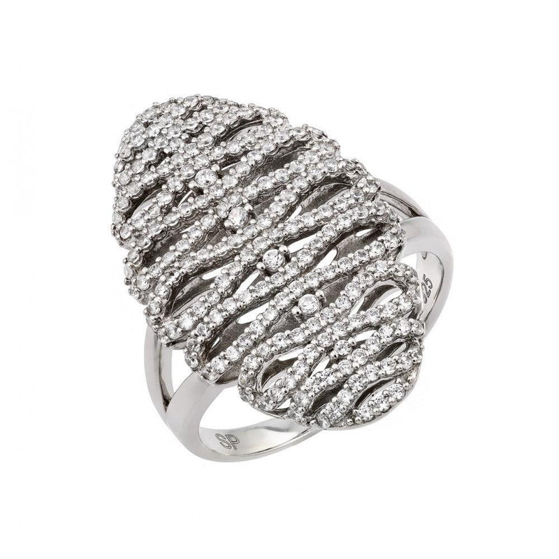 Silver 925 Rhodium Plated Micro Pave CZ Ring - GMR00024 | Silver Palace Inc.