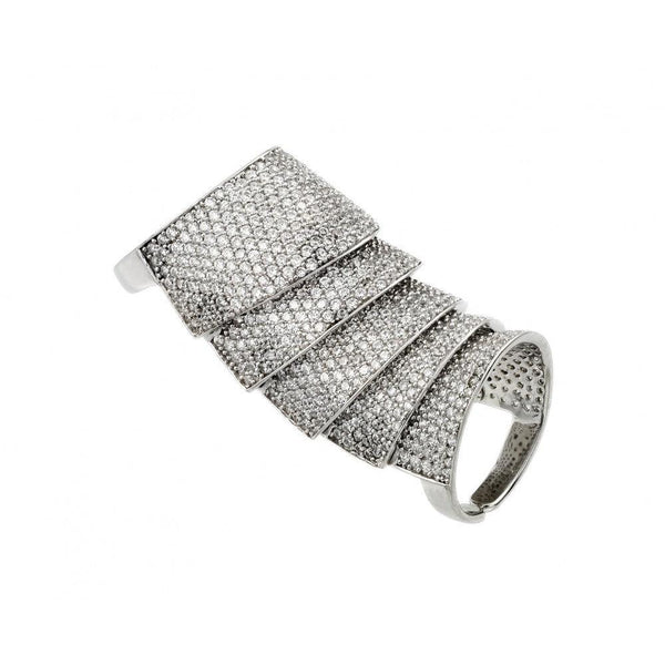 Silver 925 Rhodium Plated Armadillo Shell Pave Ring - GMR00027 | Silver Palace Inc.