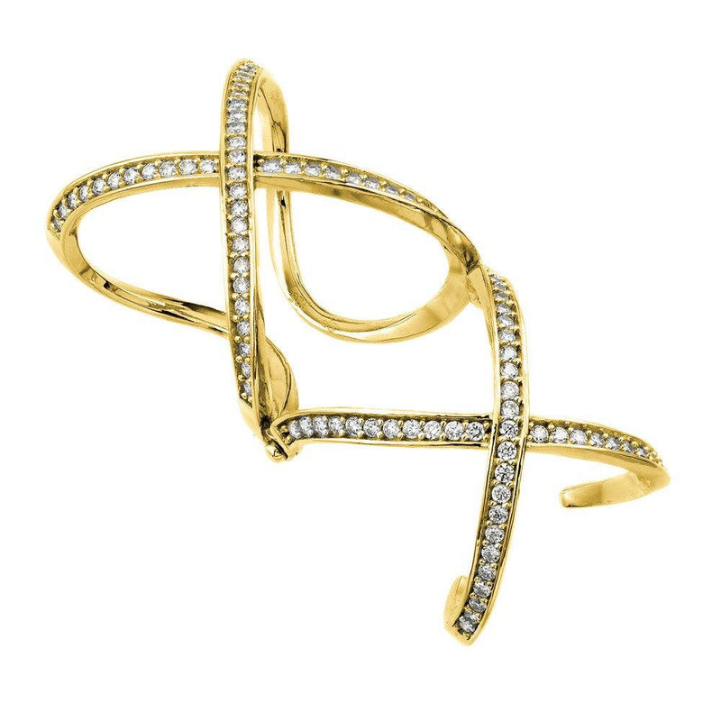 Silver 925 Gold Plated Knuckle Extension CZ X X Ring - GMR00032GP | Silver Palace Inc.