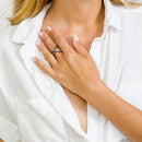 Anillo cruzado de circonita cúbica de 4 vías chapado en rodio negro sin níquel de plata 925 - GMR00039BLK