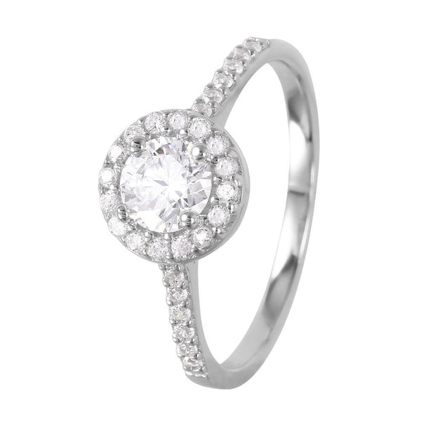 Silver 925 Rhodium Plated Round CZ Ring - GMR00050 | Silver Palace Inc.