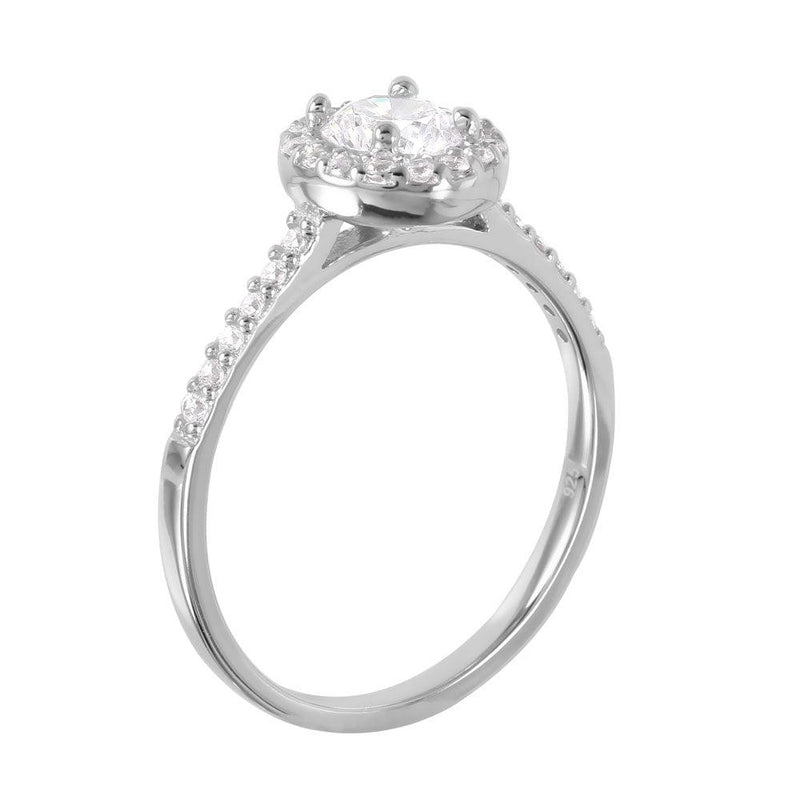 Silver 925 Rhodium Plated Round CZ Ring - GMR00050