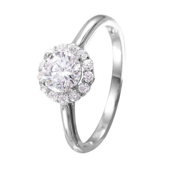 Silver 925 Rhodium Plated Round CZ Cluster Ring - GMR00055 | Silver Palace Inc.